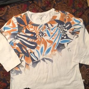 3/4 sleeve modern floral t-shirt by Chico’s